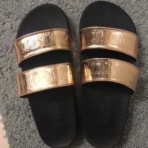 VS PINK ROSE GOLD SLIDERS size M 7/8